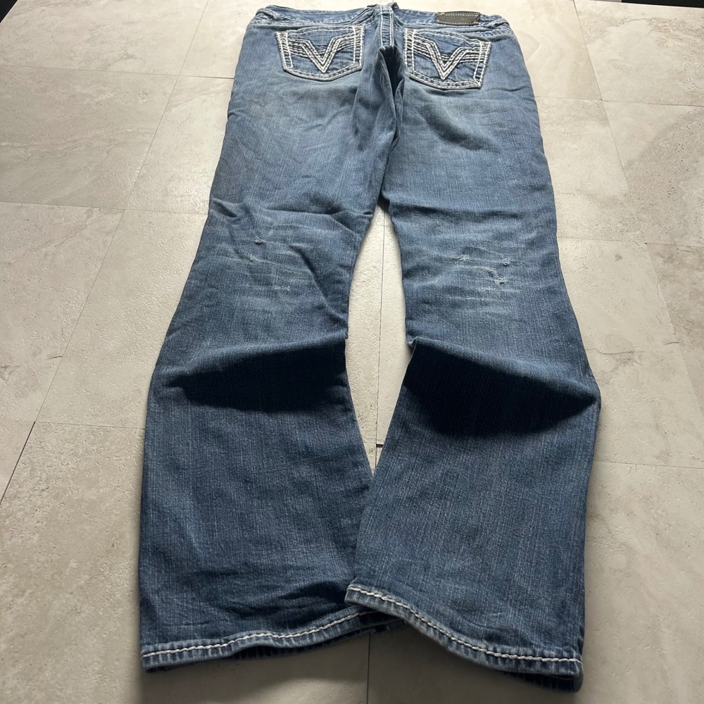 Vigoss The Chelsea Slim Bootcut Jeans Blue Women Size 9/10 Distressed Y2K Denim
